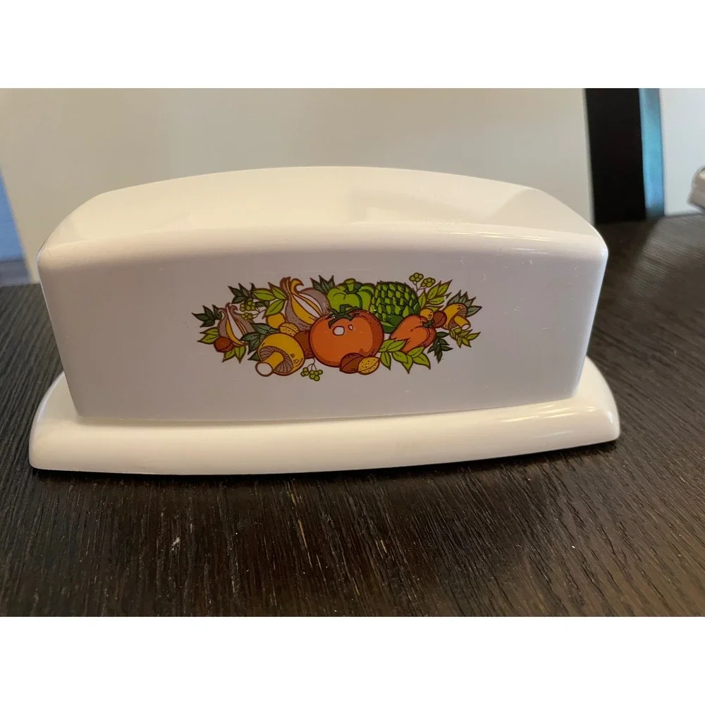 Vintage plastic vegetable medley butter dish